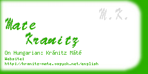 mate kranitz business card